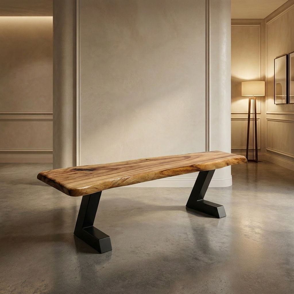 Camphor Laurel Bench Seat - Black Z Legs