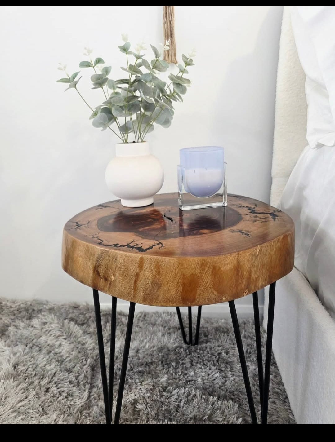 Camphor Laurel Timber Side Table with Fractal Burning