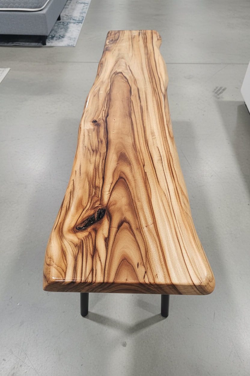 Camphor Laurel Bench Seat - Black Z Legs