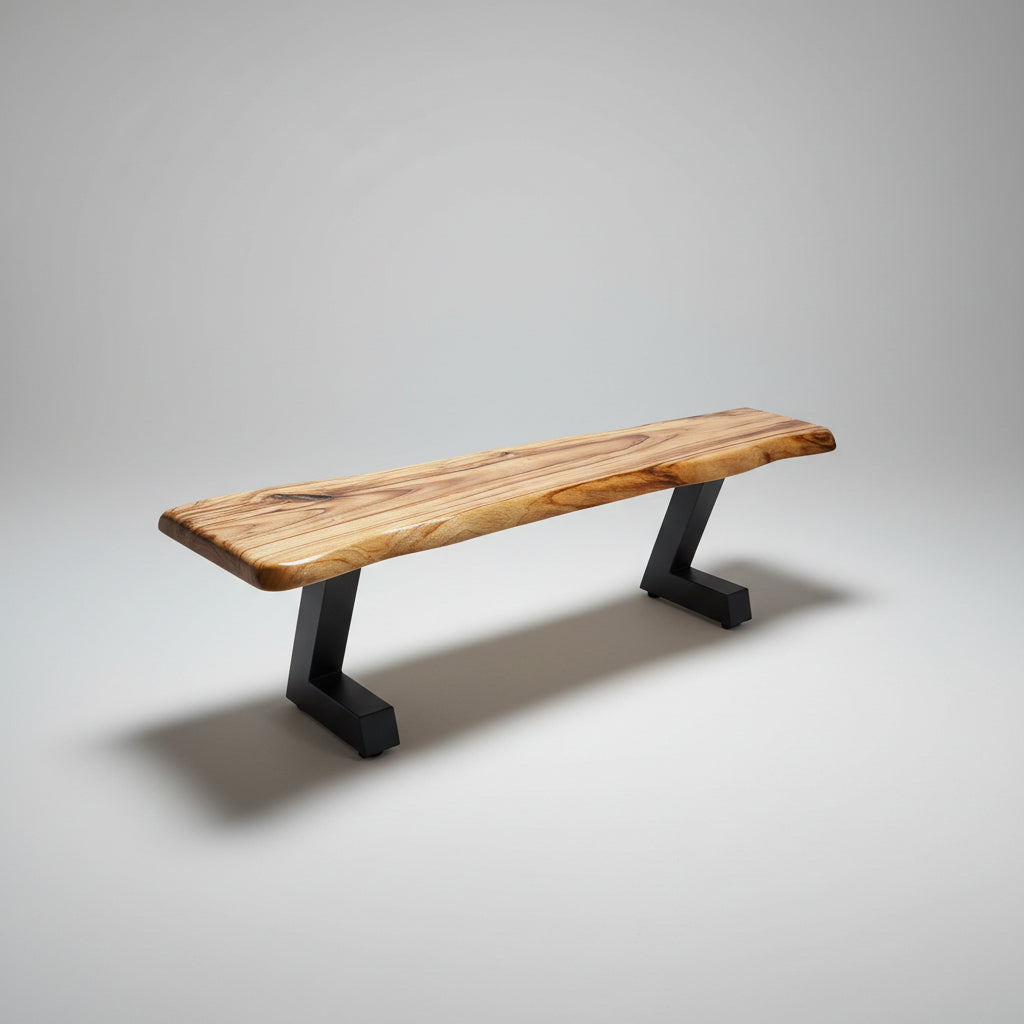 Camphor Laurel Bench Seat - Black Z Legs