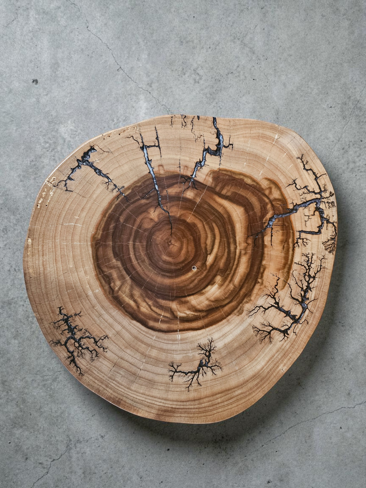 Camphor Laurel Timber Side Table with Fractal Burning