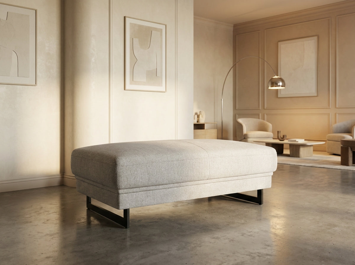 Modern Large Ottoman - Light Grey