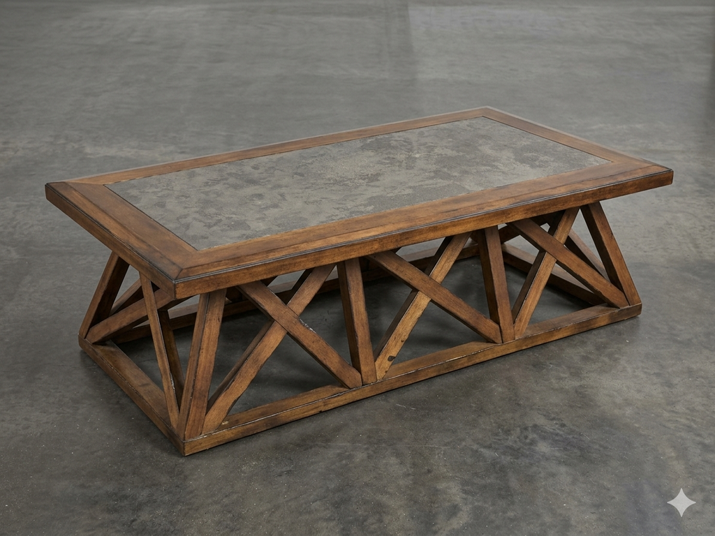 Farmhouse X-Frame Coffee & Side Table Set | Slate Insert Top
