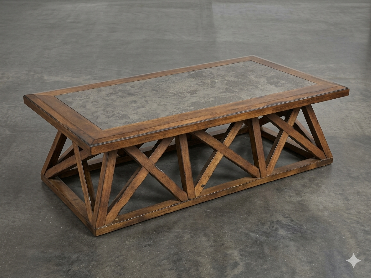 Farmhouse X-Frame Coffee & Side Table Set | Slate Insert Top
