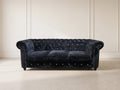Preloved Black Velvet Chesterfield Sofa