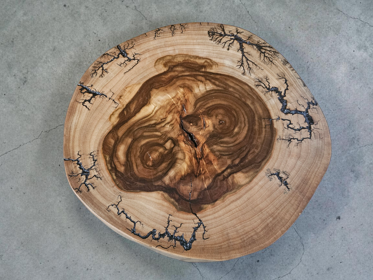 Camphor Laurel Timber Side Table with Fractal Burning